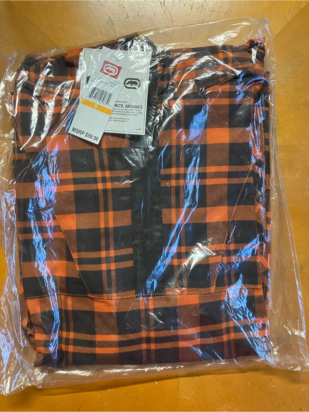 NWT Ecko Unltd Rise To Power Anorak Mandarin Plaid S